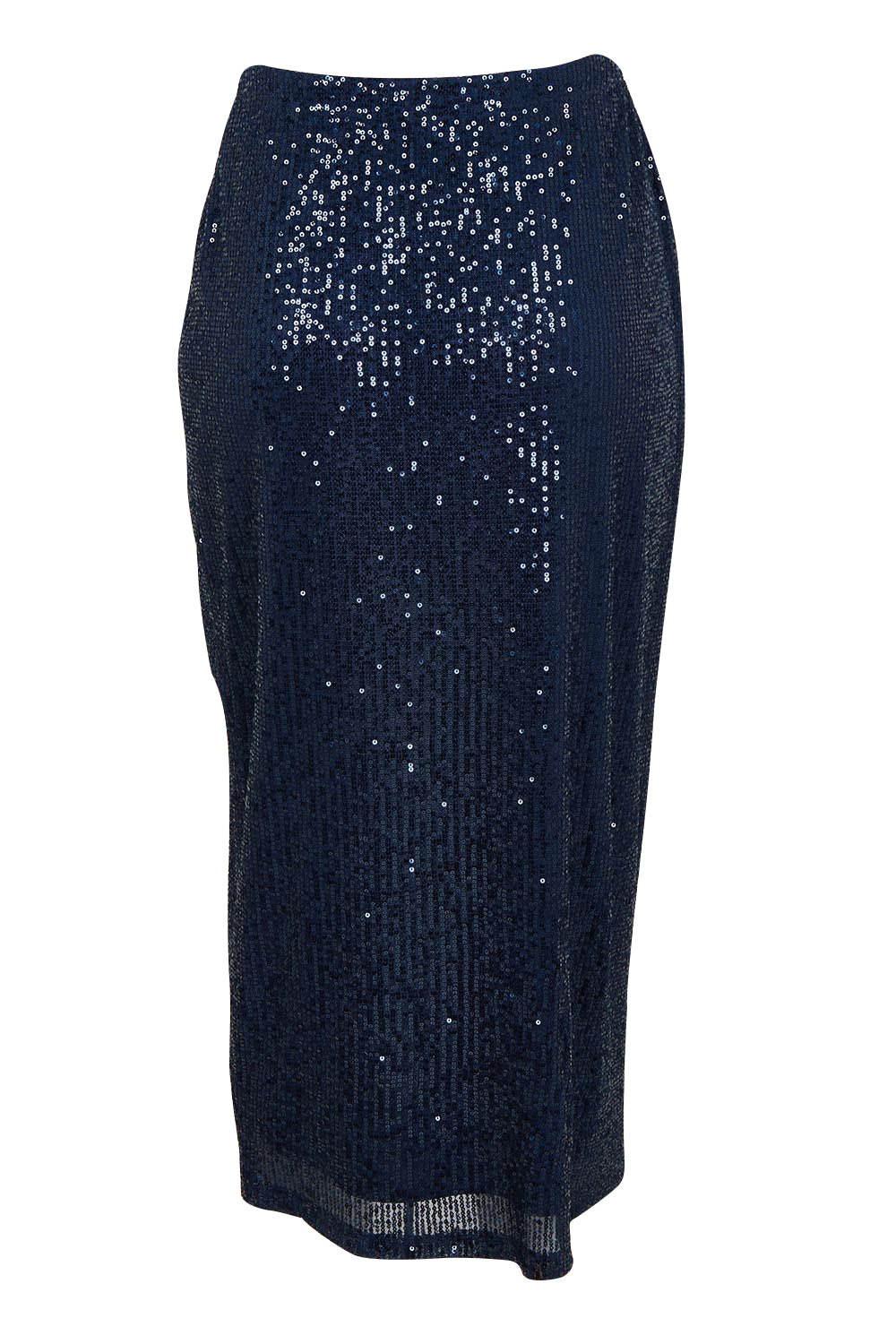Product shot of the Reegan Sequin Skirt in colour Navy (Metallics), from the back