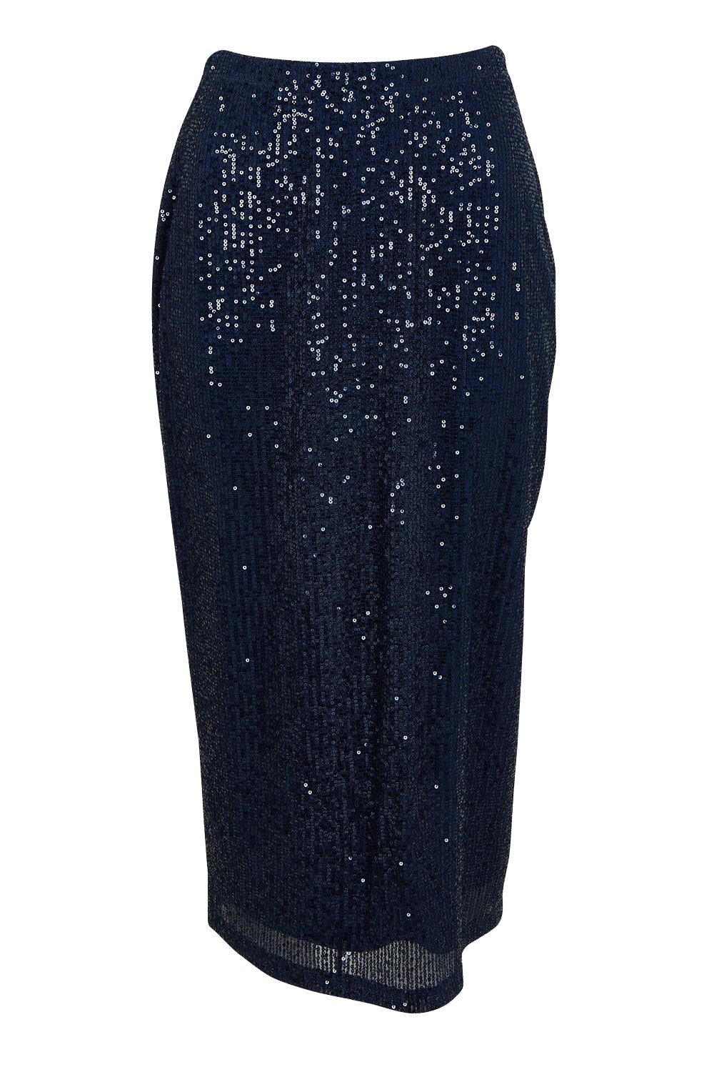 Product shot of the Reegan Sequin Skirt in colour Navy (Metallics), from the front