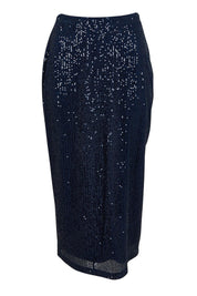 Product shot of the Reegan Sequin Skirt in colour Navy (Metallics), from the front