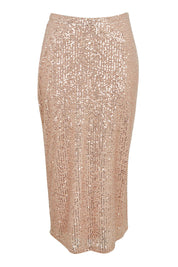 Product shot of the Reegan Sequin Skirt in colour Rosegold (Metallics), from the front