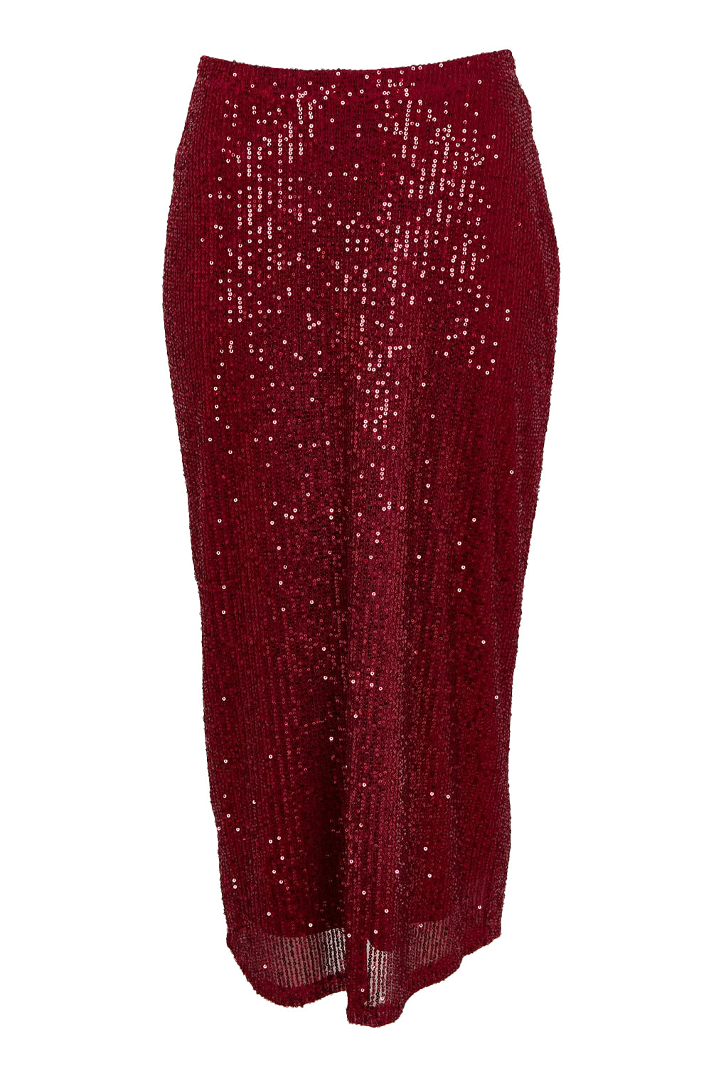 Product shot of the Reegan Sequin Skirt in colour Rouge (Metallics), from the front