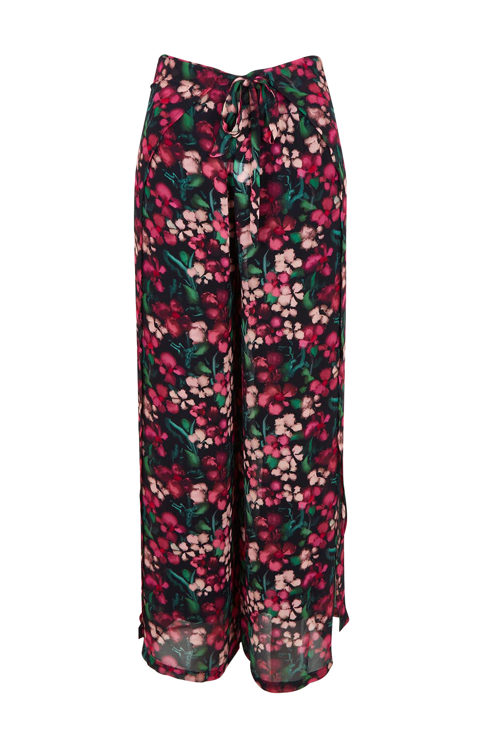 Product shot of the Annette Pants in colour Blossom (Black), from the front