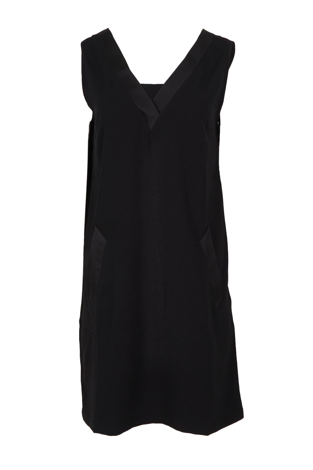 Product shot of the Meave Tuxedo Dress in colour Black (Black), from the front