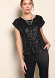 Reegan Sequin Top – Black
