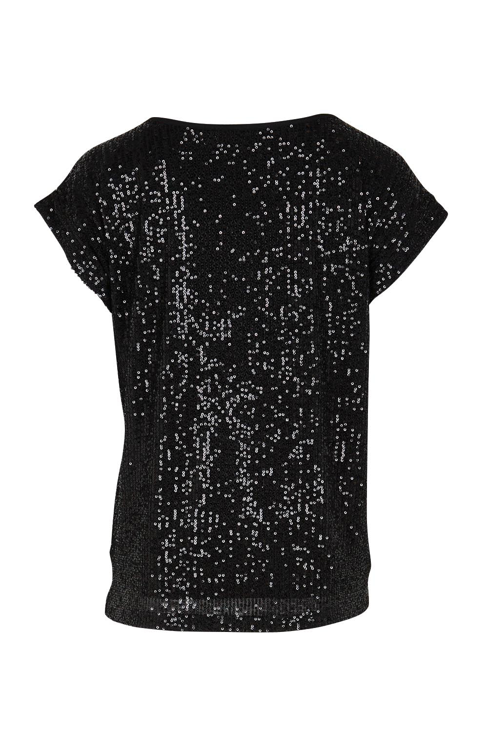 Product shot of the Reegan Sequin Top – Black in colour Black, from the back