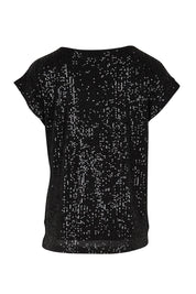 Product shot of the Reegan Sequin Top – Black in colour Black, from the back