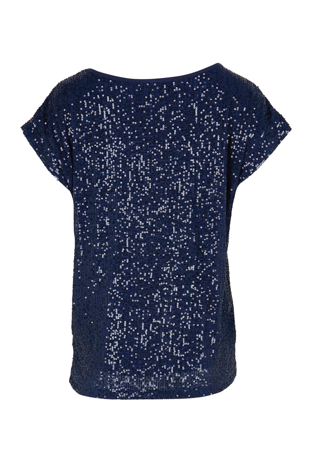 Product shot of the Reegan Sequin Top – Navy in colour Navy, from the back