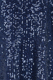 Product shot of the Reegan Sequin Top – Navy in colour Navy, showing detail
