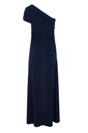 Product shot of the Lucy Dress in colour Navy (Blue), from the back