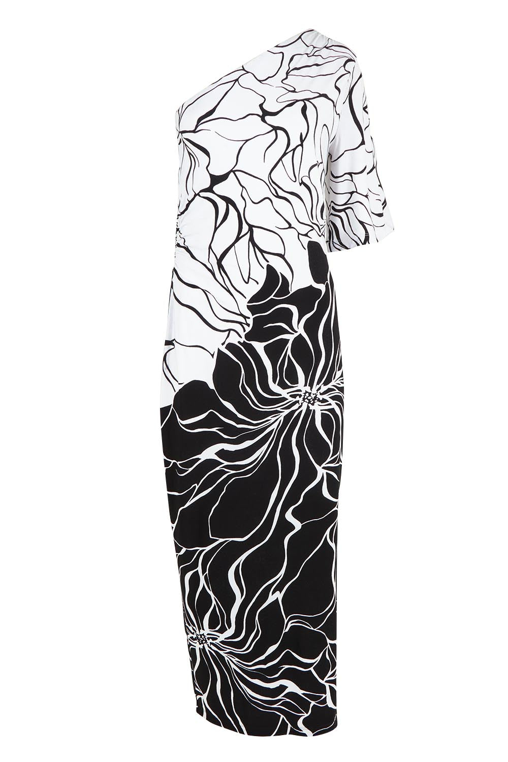 Product shot of the Racquel Dress in colour Blackwhite (Black), from the back