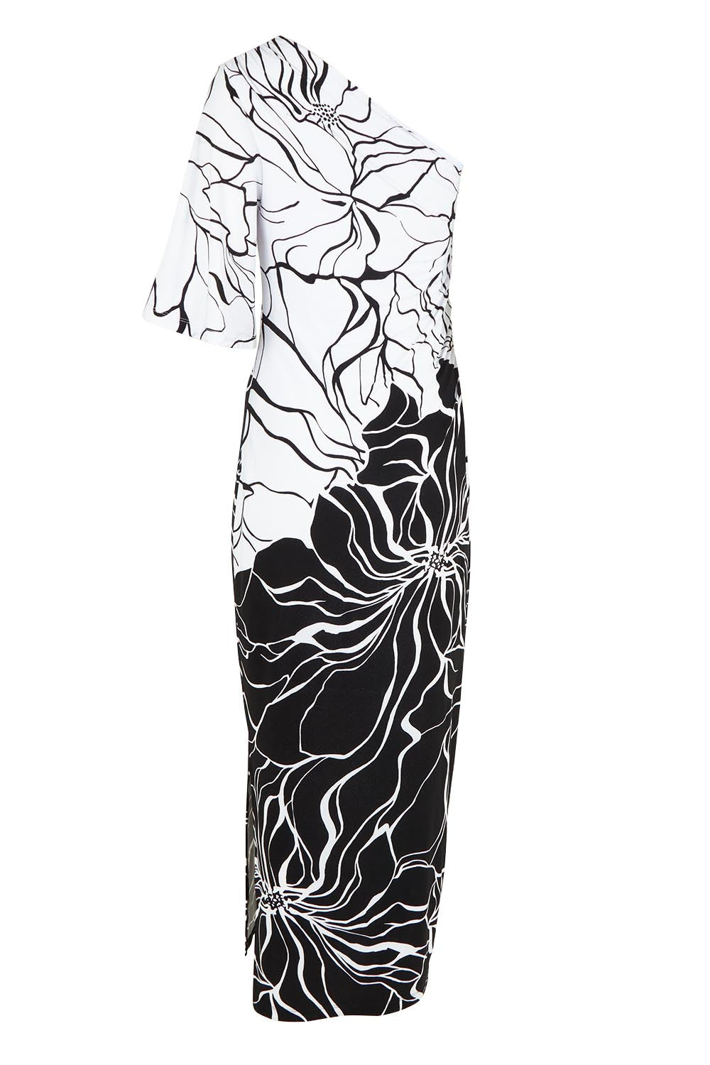 Product shot of the Racquel Dress in colour Blackwhite (Black), from the front