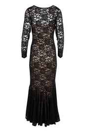 Product shot of the Claire Lace Dress in colour Black (Black), from the back