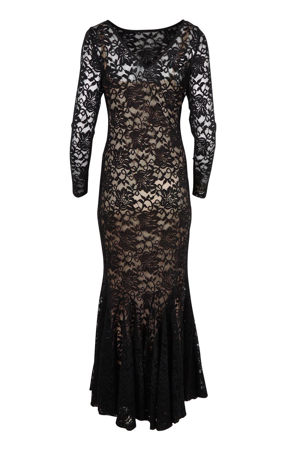 Product shot of the Claire Lace Dress in colour Black (Black), detail