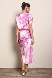 Model Maddiec wearing size 10 of the Krista Dress – Watercolor in colour Watercolor, from the front