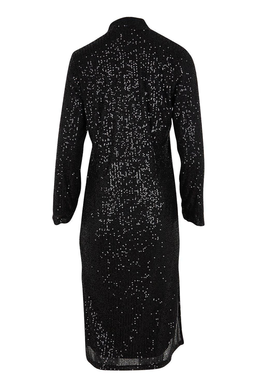 Product shot of the Reece Sequin Jacket – Black in colour Black, from the back