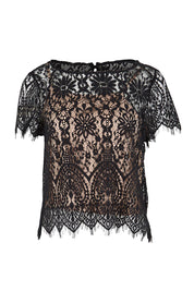 Product shot of the Kiki Lace Top - Black in colour Black, from the front
