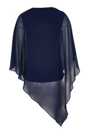 Product shot of the Marie Top in colour Navy (Blue), from the back