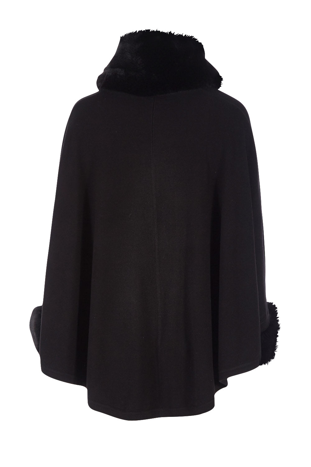 Product shot of the Brigitte Cape in colour Black (Black), from the back