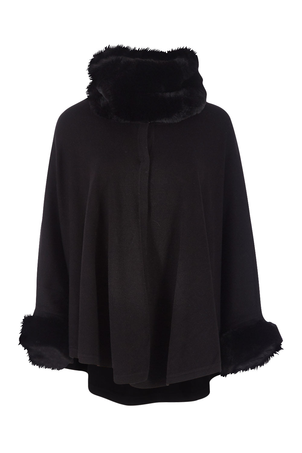 Product shot of the Brigitte Cape in colour Black (Black), from the front
