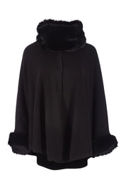 Product shot of the Brigitte Cape in colour Black (Black), from the front