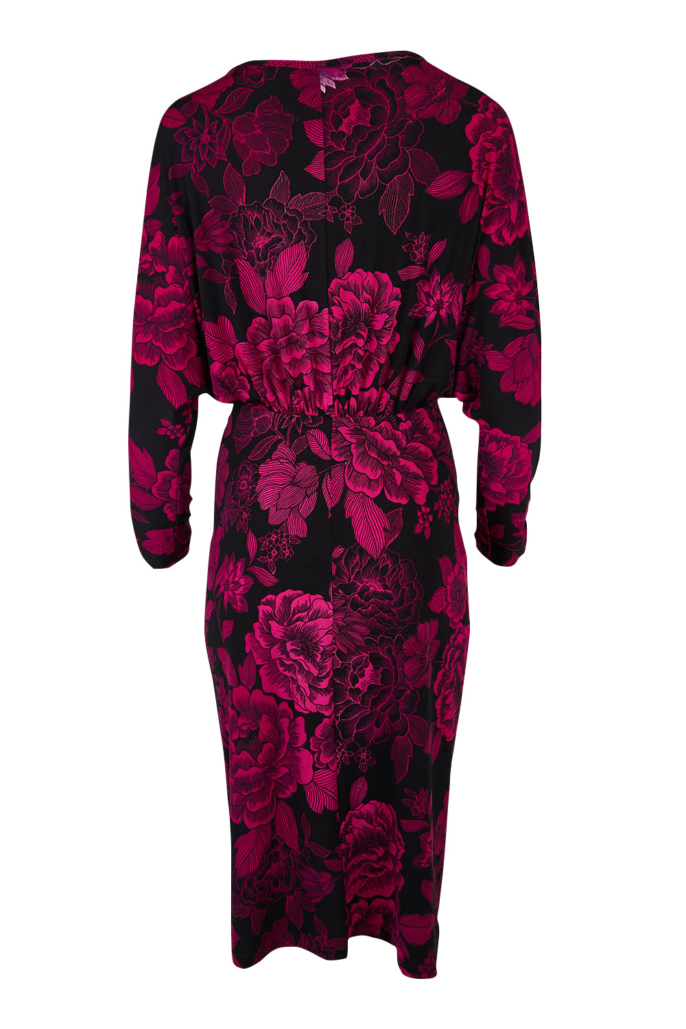 Product shot of The Printed Nancy Dress in colour Floral (Pink), from the back