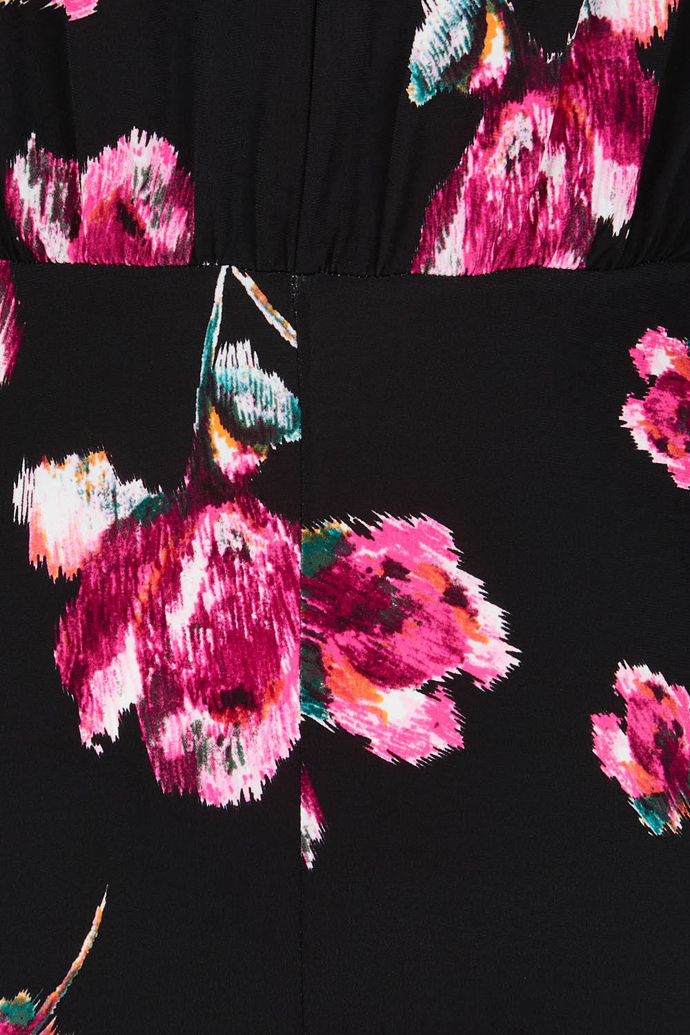 Product shot of The Printed Nancy Dress in colour Roses (Black), detail