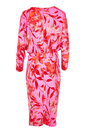 Product shot of The Printed Nancy Dress in colour Pinklily (Pink), from the back