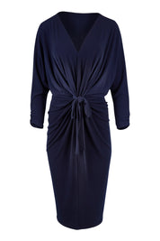 Product shot of the Nancy Dress in colour Navy (Blue), from the front