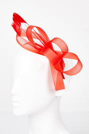 A model wearing size OneSize of the Nyla Fascinator in colour Red (Red), from the front, showing the whole outfit