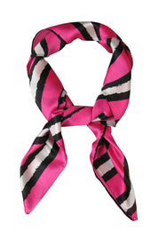 Product shot of the Hadley Hair Scarf in colour Pinkstripe (Pink), from the front