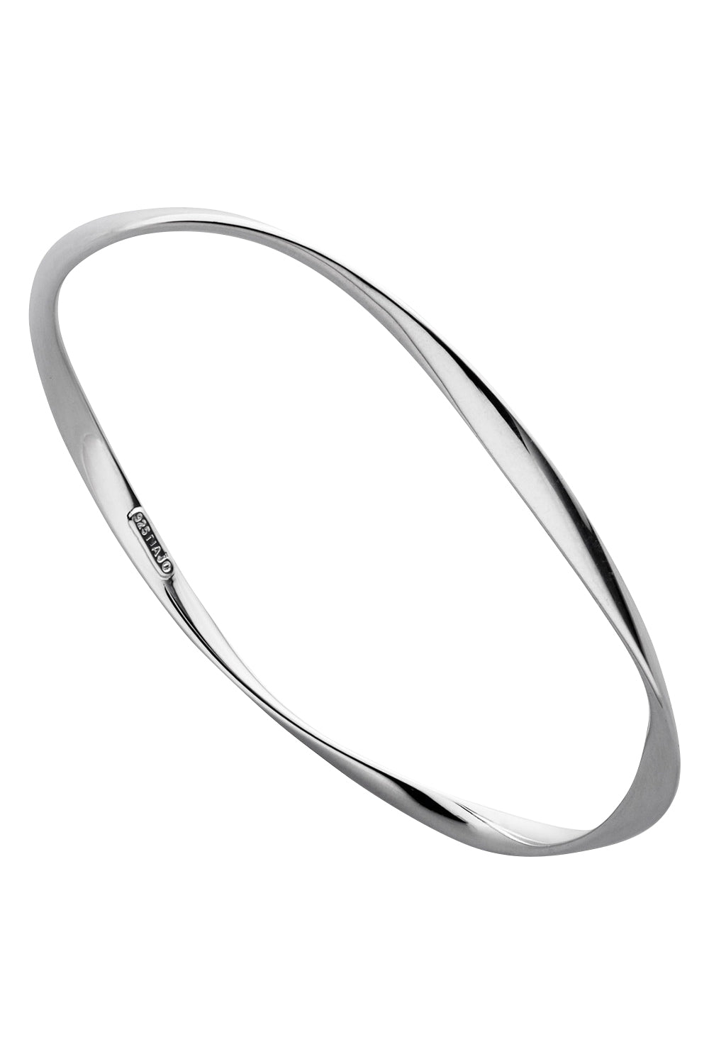 Product shot of the Garden Of Eden Bangle in colour Silver (Metallics), from the front