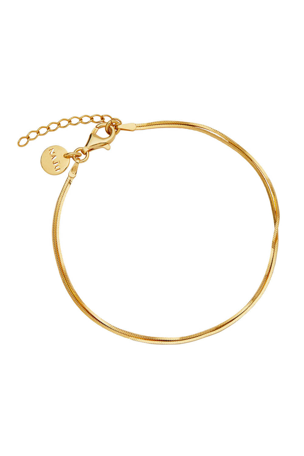 Product shot of the Mirage Gold Double Chain Bracelet in colour Gold (Metallics), from the front