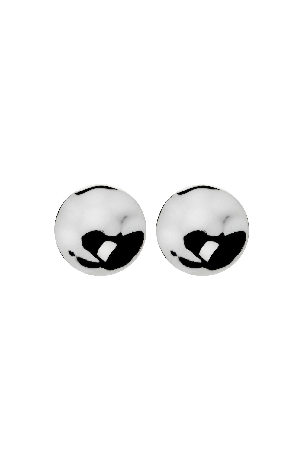 Product shot of the Double Beat Sterling Silver Earrings in colour Silver (Metallics), from the front