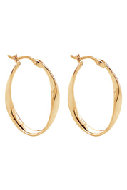 Product shot of the Cinta Hoop Earrings in colour Gold (Metallics), from the front