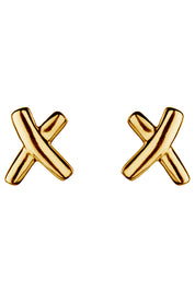 Product shot of the Gold Kiss Stud Earrings in colour Gold (Metallics), from the front