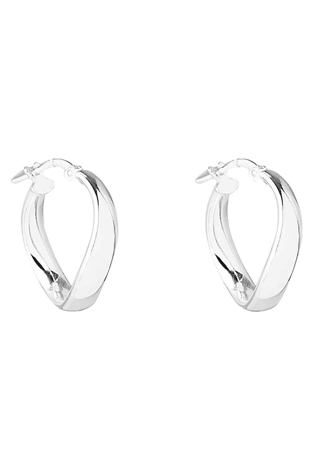 Product shot of the Eddy Hoop Earrings in colour Silver (Metallics), from the front