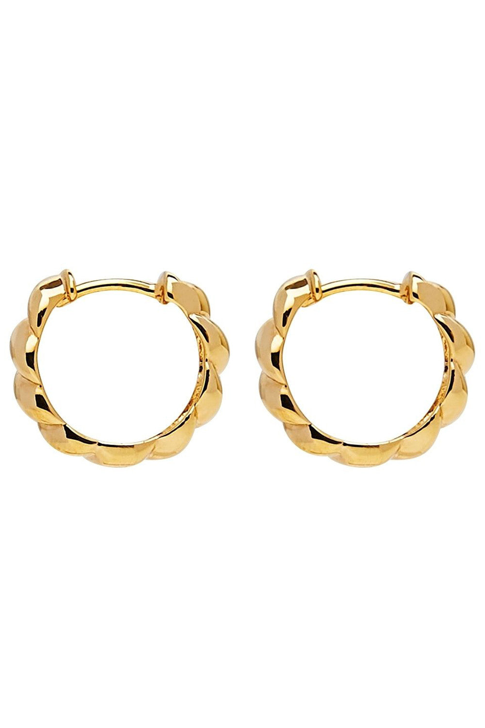Product shot of the Zippy Twist Huggie Earrings in colour Gold (Metallics), detail