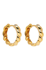 Product shot of the Zippy Twist Huggie Earrings in colour Gold (Metallics), from the front
