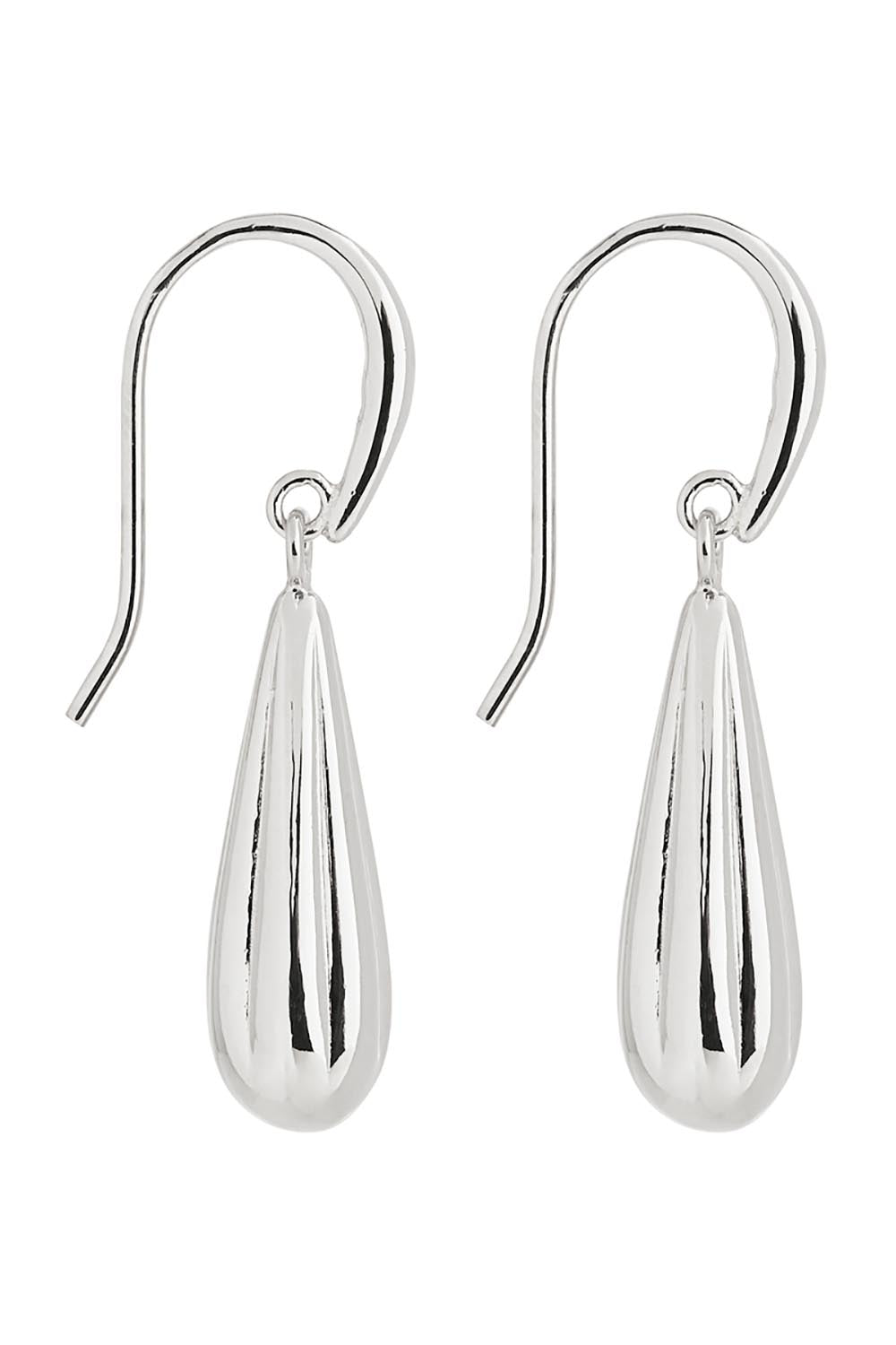 Product shot of the Raya Baton Drop Earring in colour Silver (Metallics), from the front