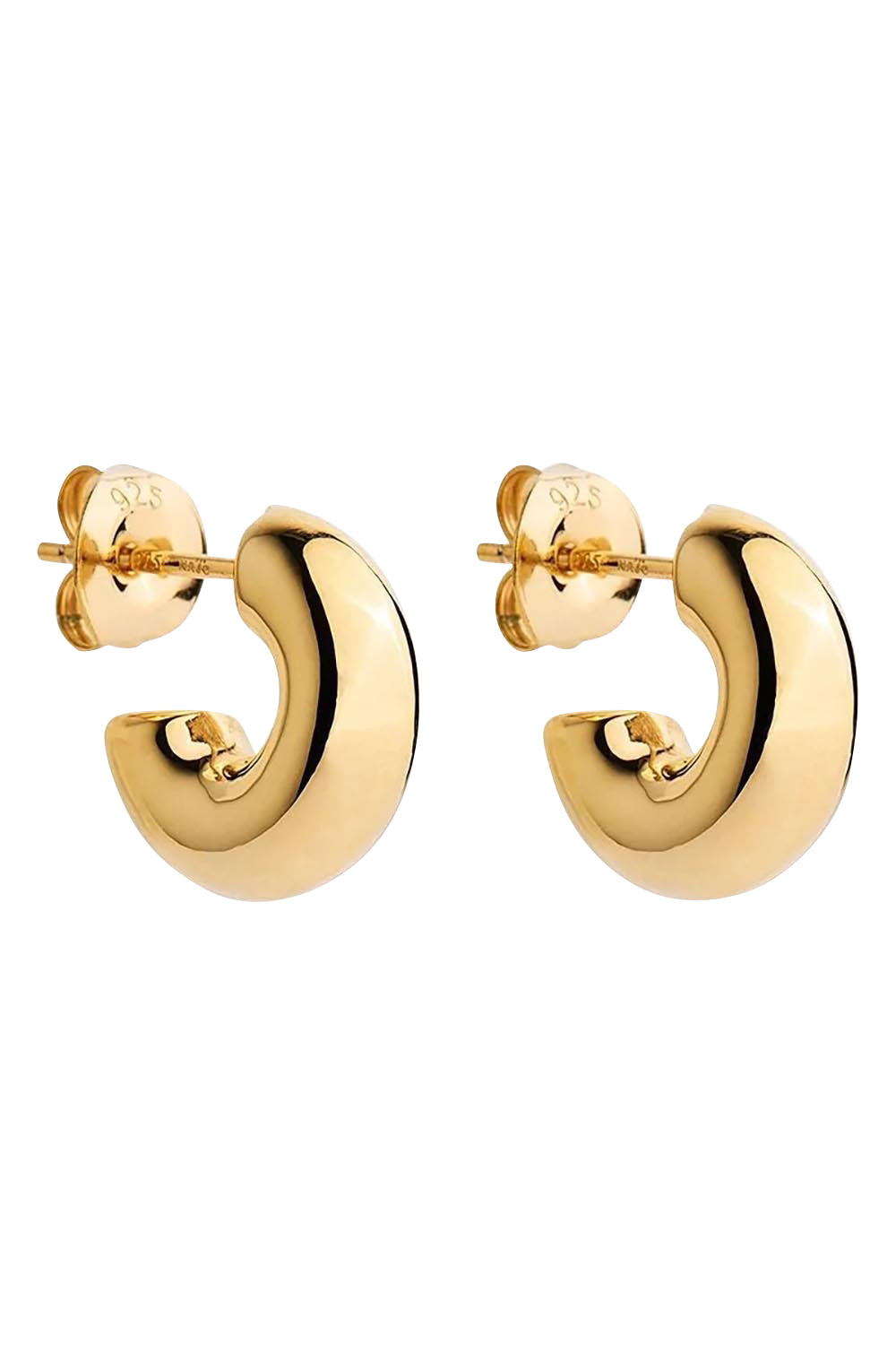Product shot of the Moonbow Gold Earring in colour Gold (Metallics), from the front