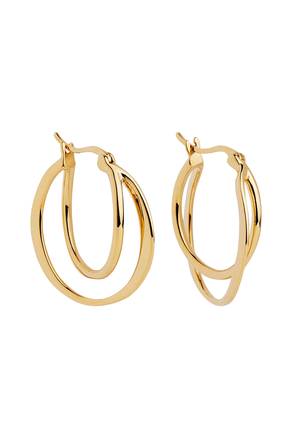 Product shot of the Eclipse Yellow Gold Hoop Earrings in colour Gold (Metallics), detail