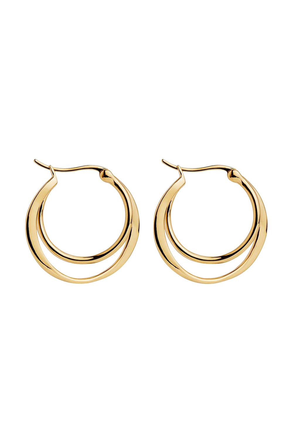 Product shot of the Eclipse Yellow Gold Hoop Earrings in colour Gold (Metallics), from the front