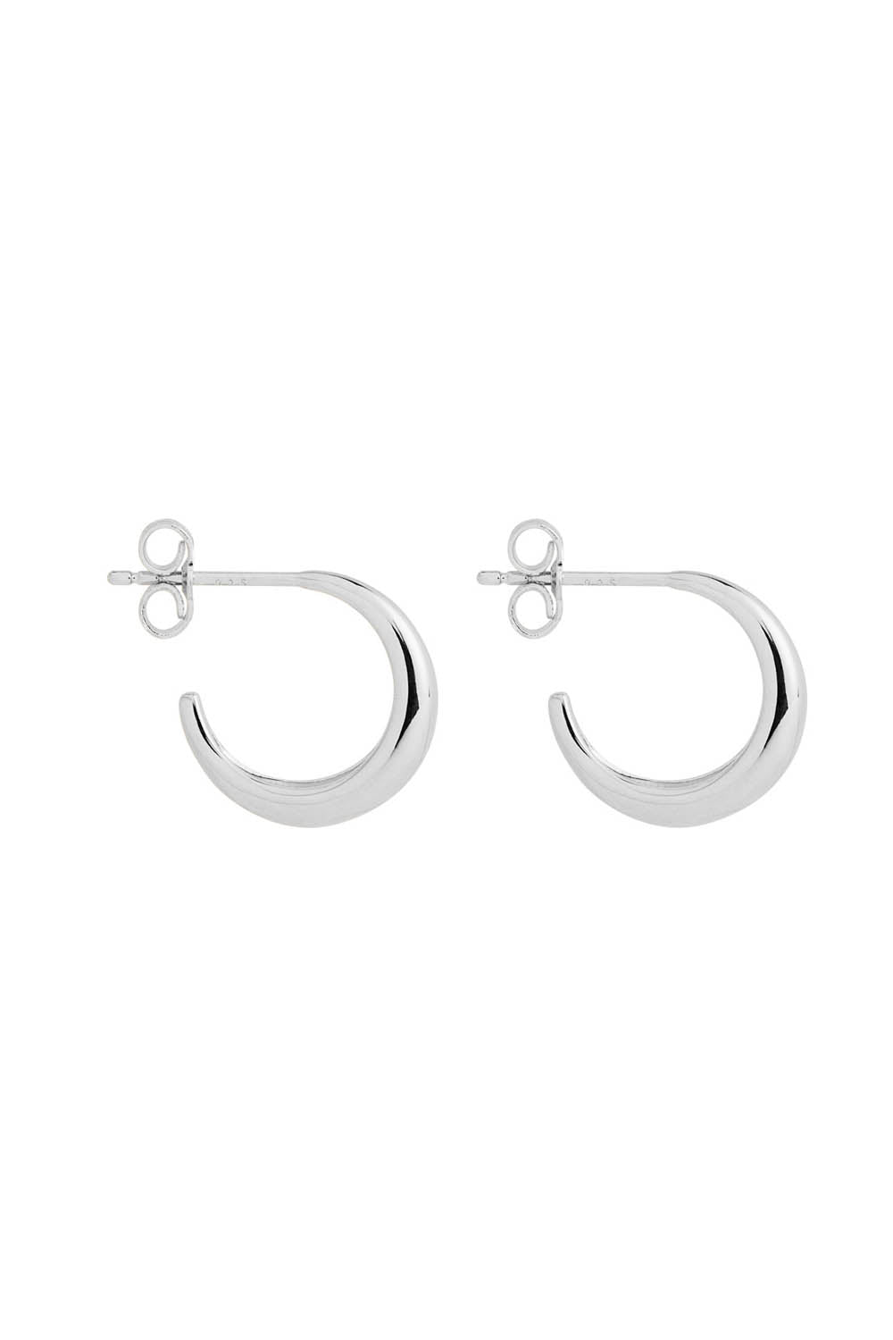 Product shot of the La Muse Silver Stud Hoop Earring in colour Silver (Metallics), detail