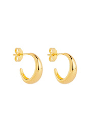 Product shot of the La Muse Yellow Gold Stud Hoop Earring in colour Gold (Metallics), from the front