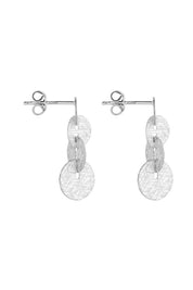Product shot of the Milleluci Silver Circular Petite Drop Earring in colour Silver (Metallics), detail