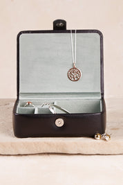 A model wearing size OneSize of the Travel Jewellery Box in colour Black (Black), from the front, showing the whole outfit