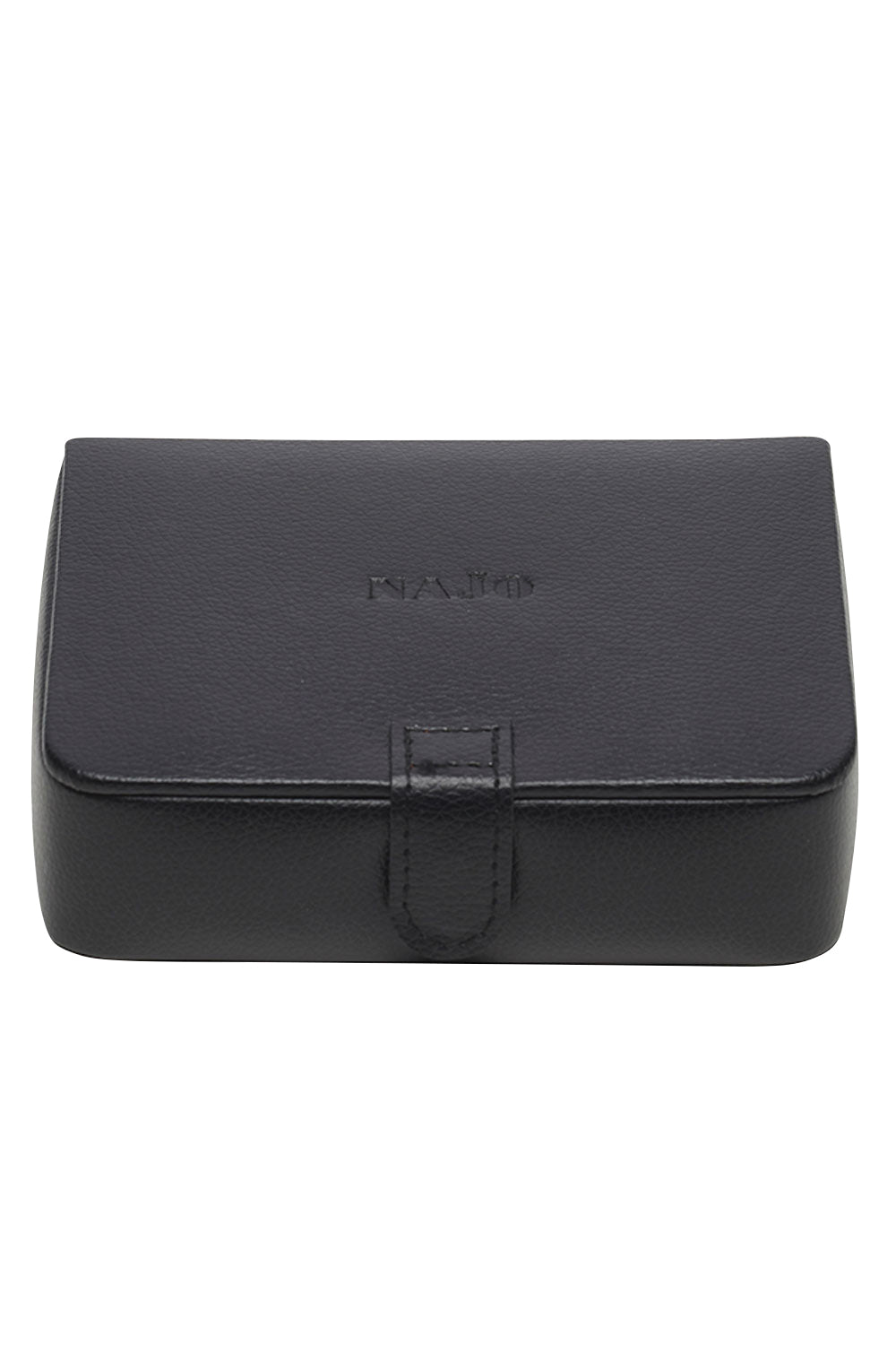Product shot of the Travel Jewellery Box in colour Black (Black), from the front
