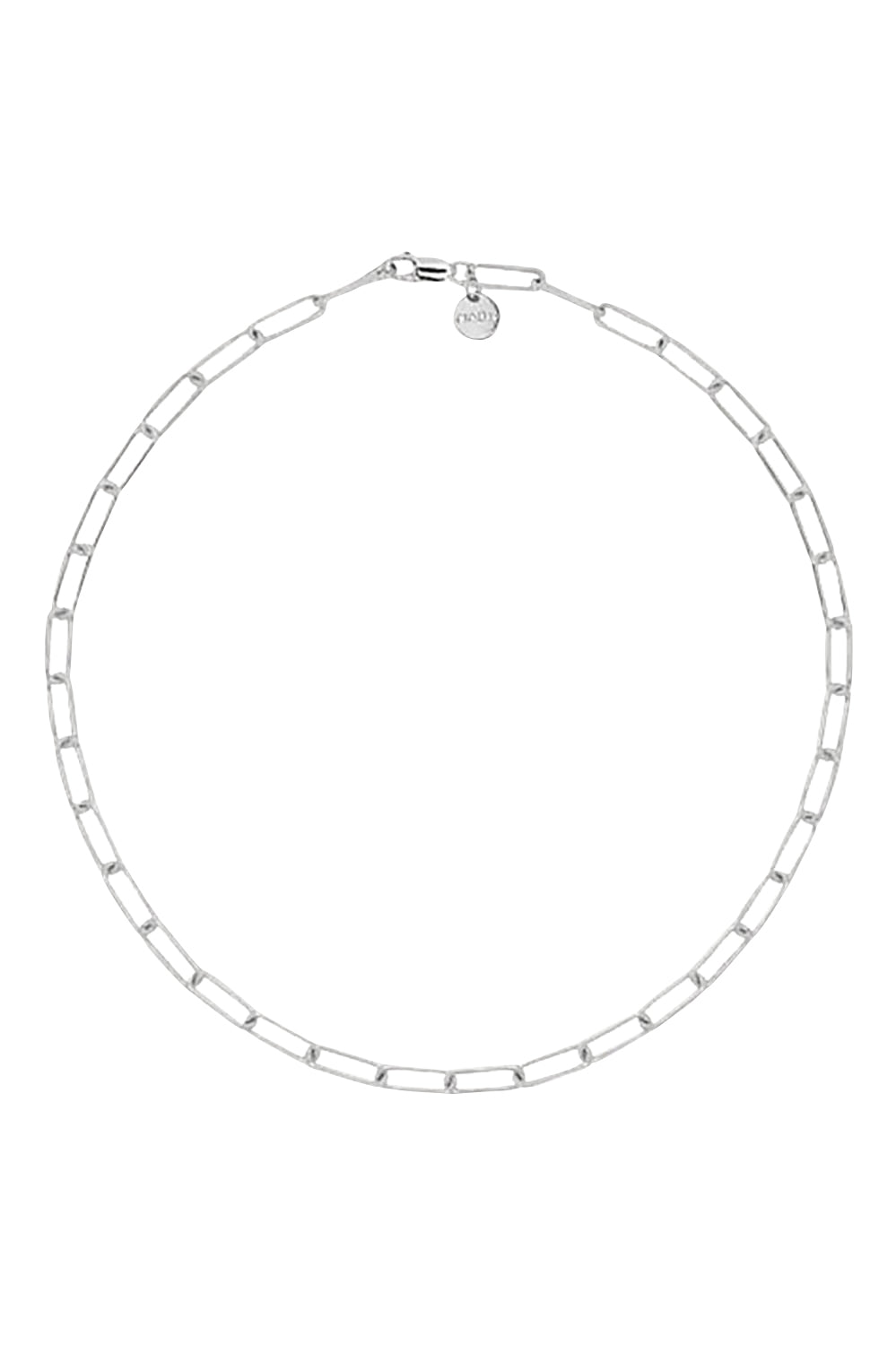 Product shot of the Vista Chain Necklace in colour Silver (Metallics), from the front