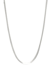 Product shot of the Herringbone Silver Necklace in colour Silver (Metallics), detail