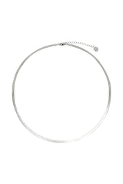 Product shot of the Herringbone Silver Necklace in colour Silver (Metallics), from the front